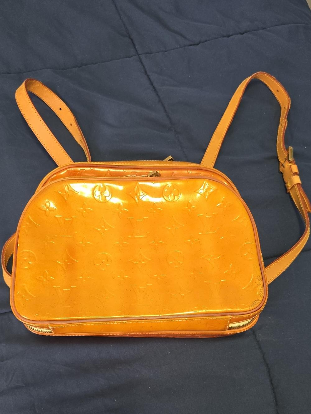 Louis Vuitton Orange Patent Monogram Crossbody Backpack